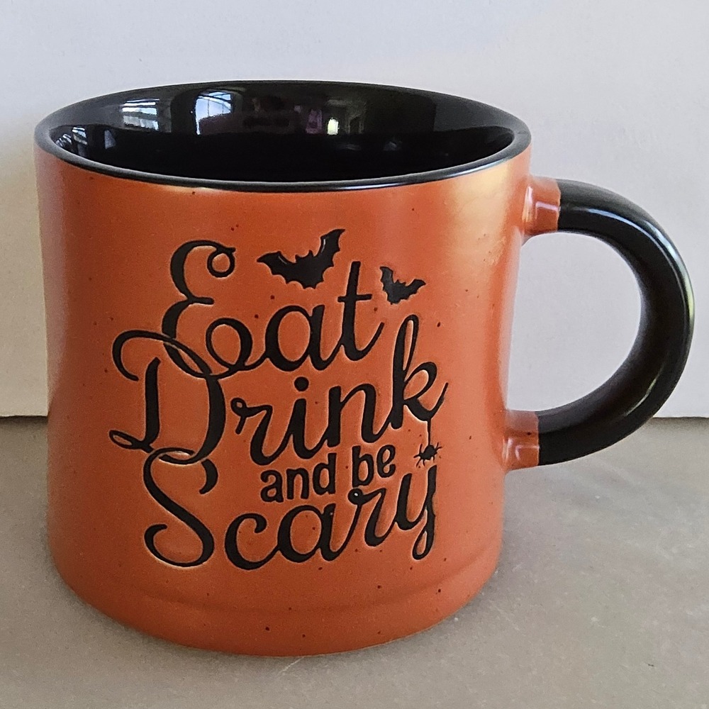 Halloween Mug Global Design Connections Eat Drink‎ Be Scary Coffee Cup Orange